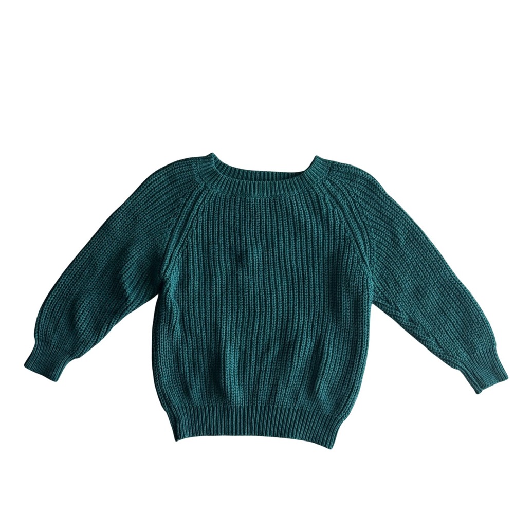 Holland Cooper Kids Green Cotton Ribbed Knit Raglan Sweater 3T Festive Winter